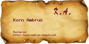 Korn Ambrus névjegykártya
